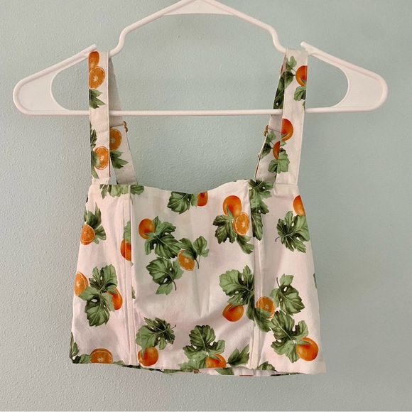 WEWOREWHAT STRAIGHT NECK CORSET white orange fruit size extra small - Picture 2 of 9